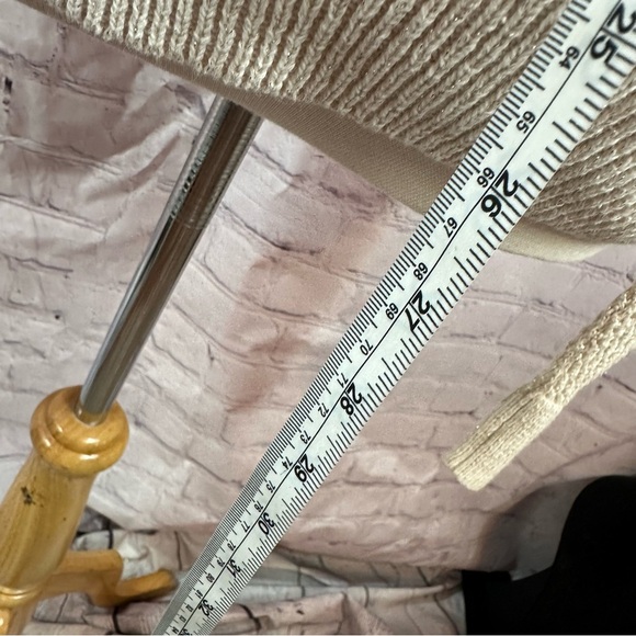 NWT LOFT outlet gold metallic Cream Women's Cardigan Sweater open knit sz M - Picture 5 of 8